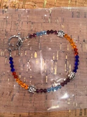 925 Multicolor Crystal Beaded Bracelet - Women's Jewelry